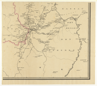 215060 Archeologische kaart van Luxemburg, het noordoostelijke deel van Frankrijk en een deel Duitsland, met aanwijzing ...